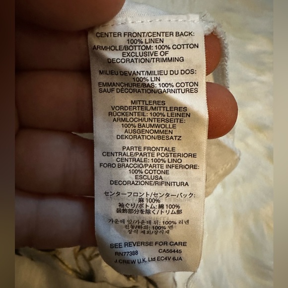 EUC J Crew XS sleeveless linen/cotton top w/ beautiful leaf w/gold accent print - Picture 12 of 14